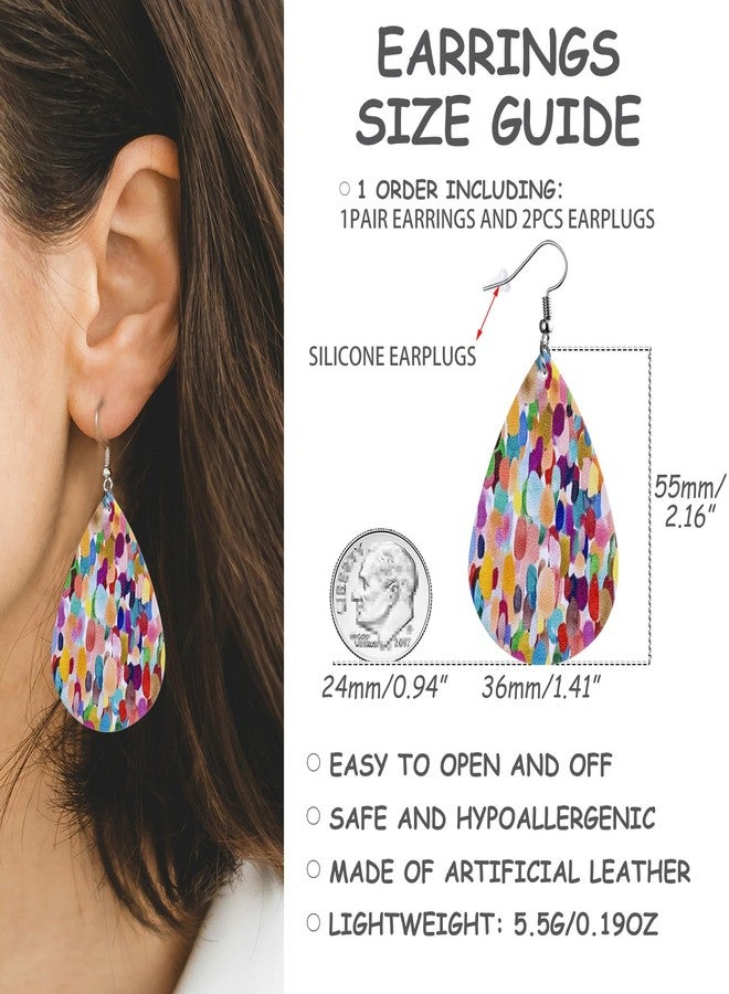 YINCUO Colorful Earrings for Women Leather Teardrop Dangle Drop Jewelry Outfits Accessories - Image 2